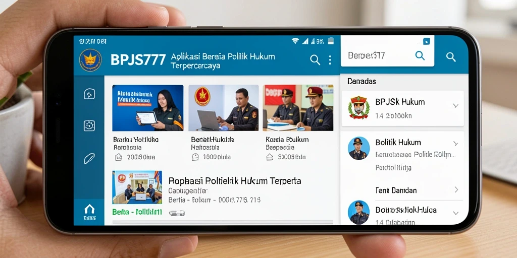 Antarmuka aplikasi BPJS777 yang menarik dan informatif tentang Politik Hukum.
