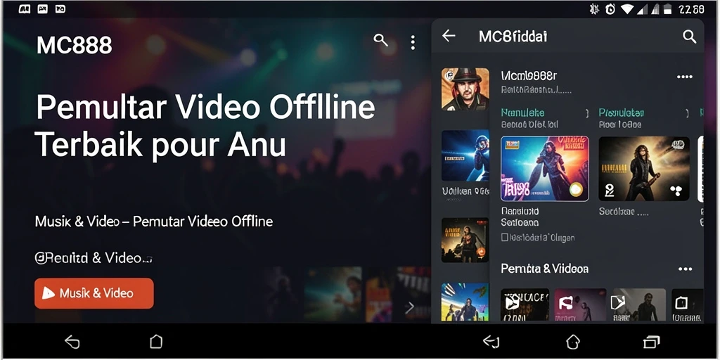Tampilan antarmuka MC888 dengan fitur Pemutar Video Offline.