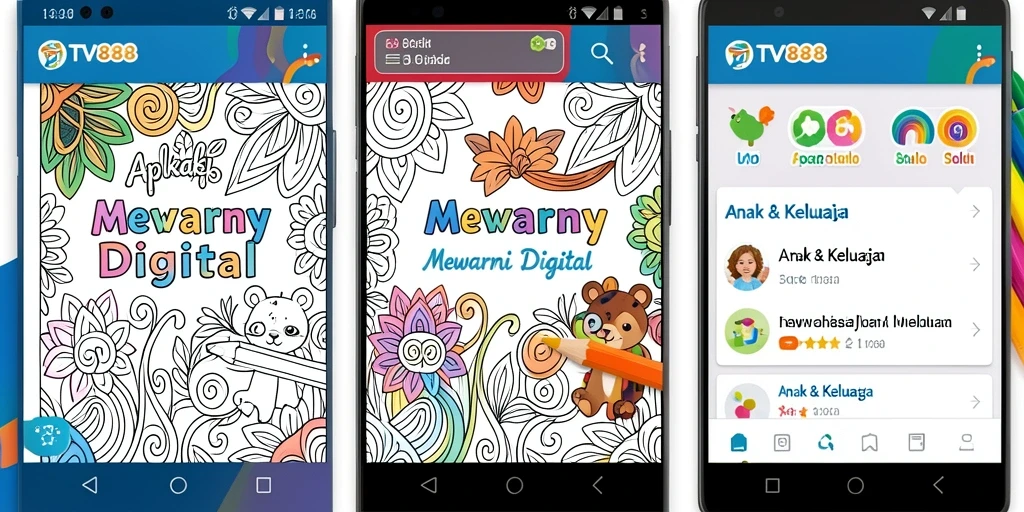 Screenshot antarmuka aplikasi mewarnai digital TV888 yang menarik.
