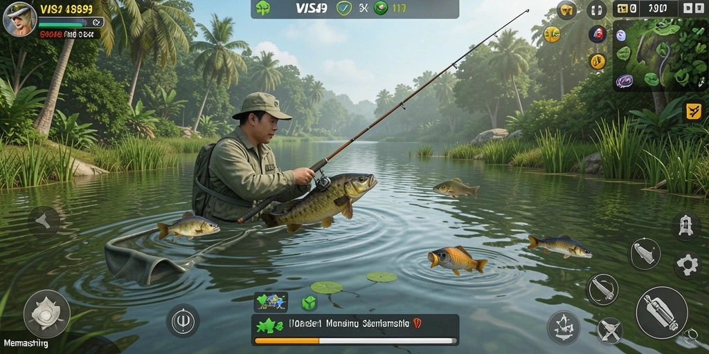 Tampilan antarmuka <strong>VISA89</strong> yang menarik saat bermain memancing.