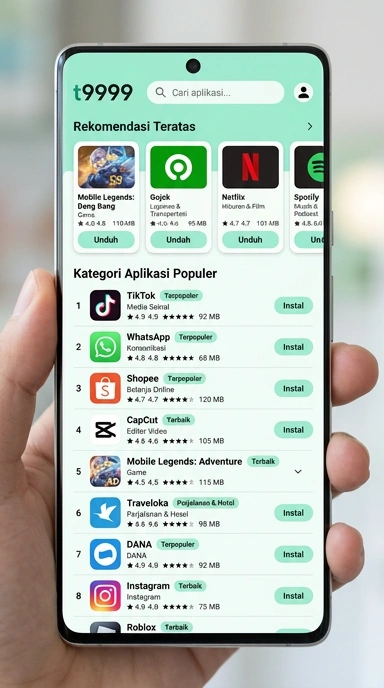 Tampilan katalog aplikasi t9999